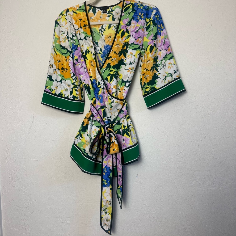 Ann Taylor Floral‎ Wrap Kimono Blouse Top
